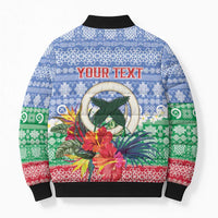 Personalised Shefa Joyeux Noel Bomber Puffer Jacket Proud To Be a Ni-Van Sand Drawing Art - Polynesian Pride