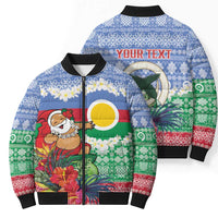 Personalised Shefa Joyeux Noel Bomber Puffer Jacket Proud To Be a Ni-Van Sand Drawing Art - Polynesian Pride