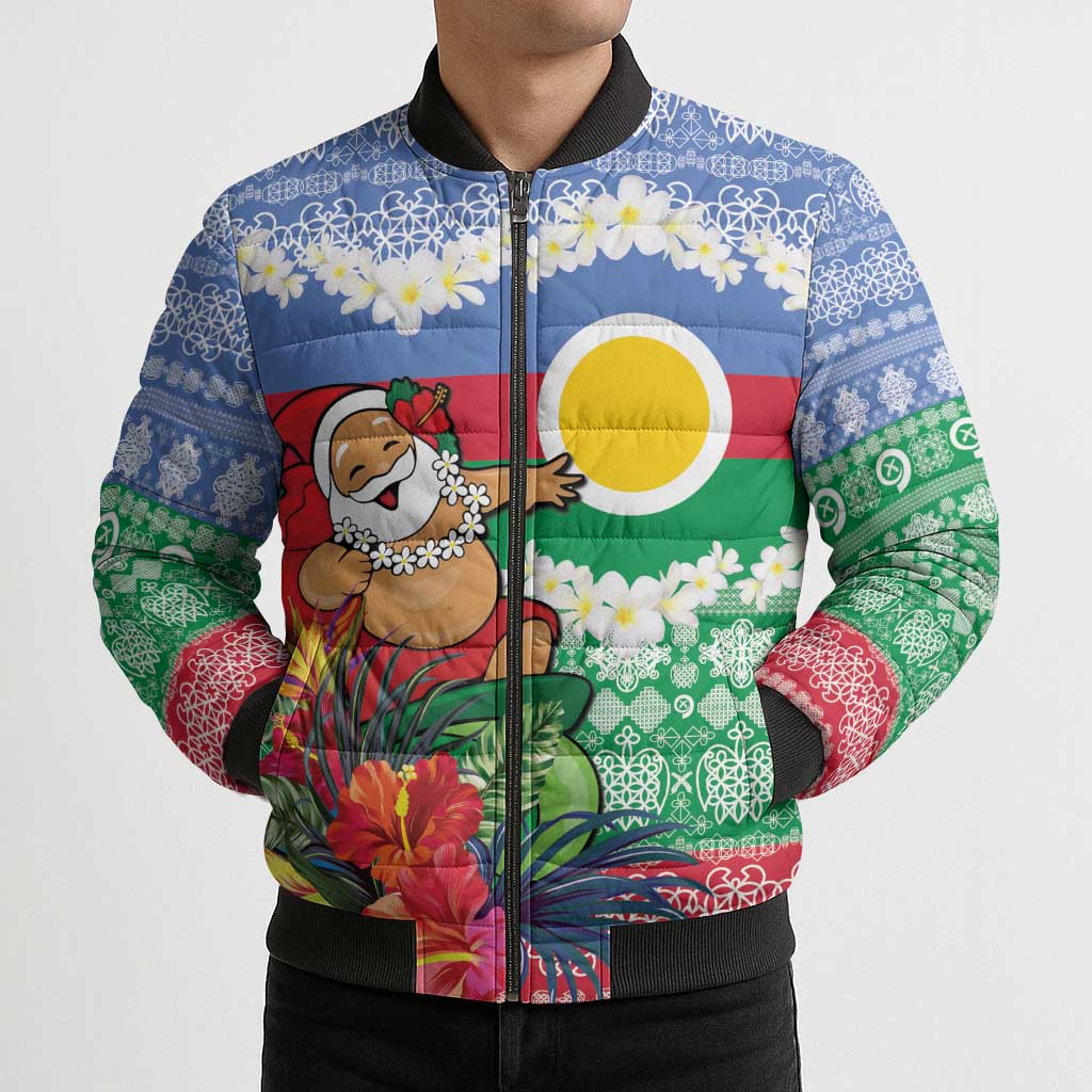 Personalised Shefa Joyeux Noel Bomber Puffer Jacket Proud To Be a Ni-Van Sand Drawing Art - Polynesian Pride