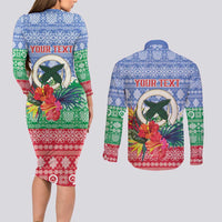 Personalised Shefa Joyeux Noel Couples Matching Long Sleeve Bodycon Dress and Long Sleeve Button Shirt Proud To Be a Ni-Van Sand Drawing Art - Polynesian Pride