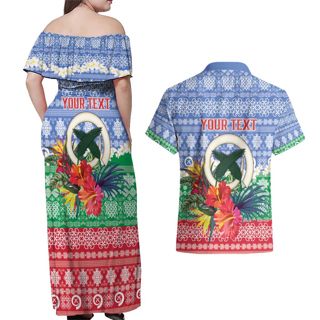 Personalised Shefa Joyeux Noel Couples Matching Off Shoulder Maxi Dress and Hawaiian Shirt Proud To Be a Ni-Van Sand Drawing Art - Polynesian Pride