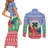 Personalised Shefa Joyeux Noel Couples Matching Short Sleeve Bodycon Dress and Long Sleeve Button Shirt Proud To Be a Ni-Van Sand Drawing Art - Polynesian Pride