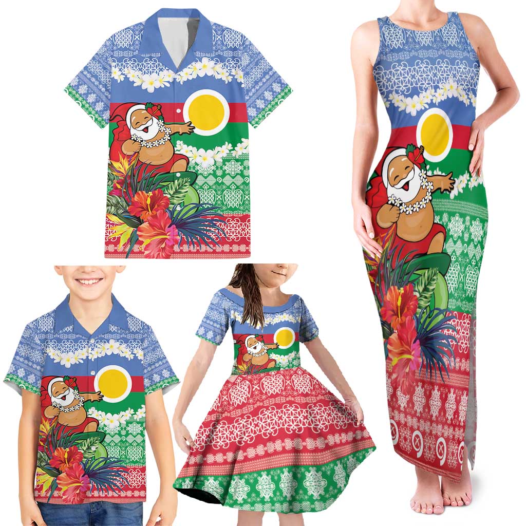 Personalised Shefa Joyeux Noel Family Matching Tank Maxi Dress and Hawaiian Shirt Proud To Be a Ni-Van Sand Drawing Art - Polynesian Pride