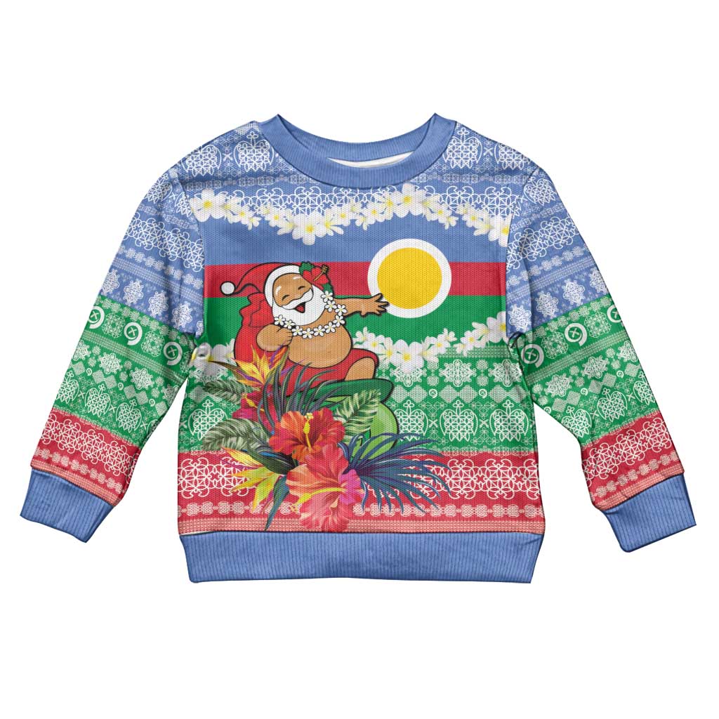 Personalised Shefa Joyeux Noel Kid Ugly Christmas Sweater Proud To Be a Ni-Van Sand Drawing Art - Polynesian Pride