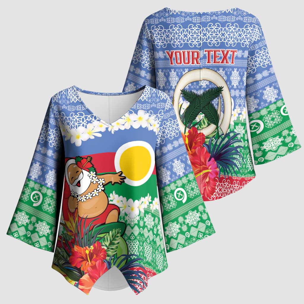 Personalised Shefa Joyeux Noel Kimono Sleeve Blouse Proud To Be a Ni-Van Sand Drawing Art - Polynesian Pride