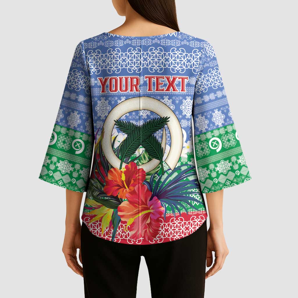 Personalised Shefa Joyeux Noel Kimono Sleeve Blouse Proud To Be a Ni-Van Sand Drawing Art - Polynesian Pride