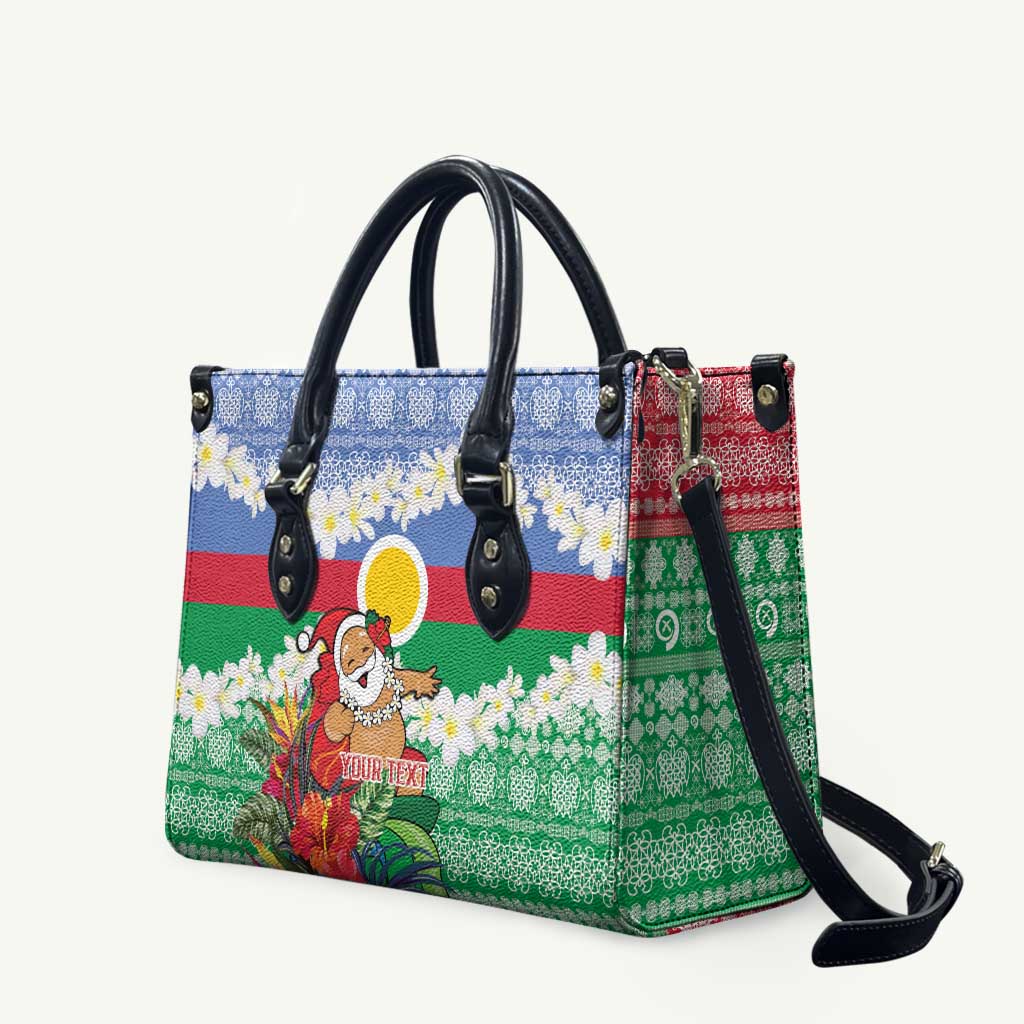 Personalised Shefa Joyeux Noel Leather Bag Proud To Be a Ni-Van Sand Drawing Art - Polynesian Pride