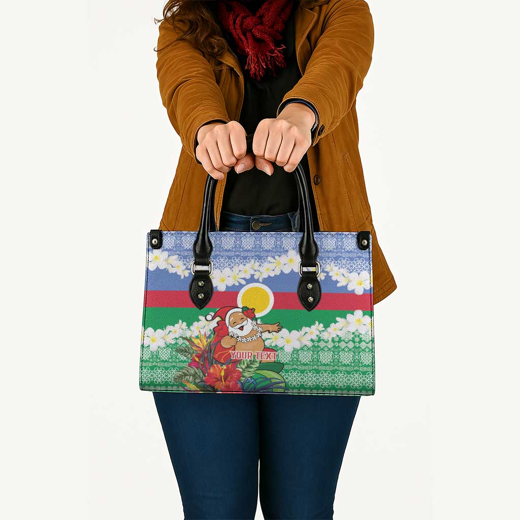 Personalised Shefa Joyeux Noel Leather Bag Proud To Be a Ni-Van Sand Drawing Art - Polynesian Pride