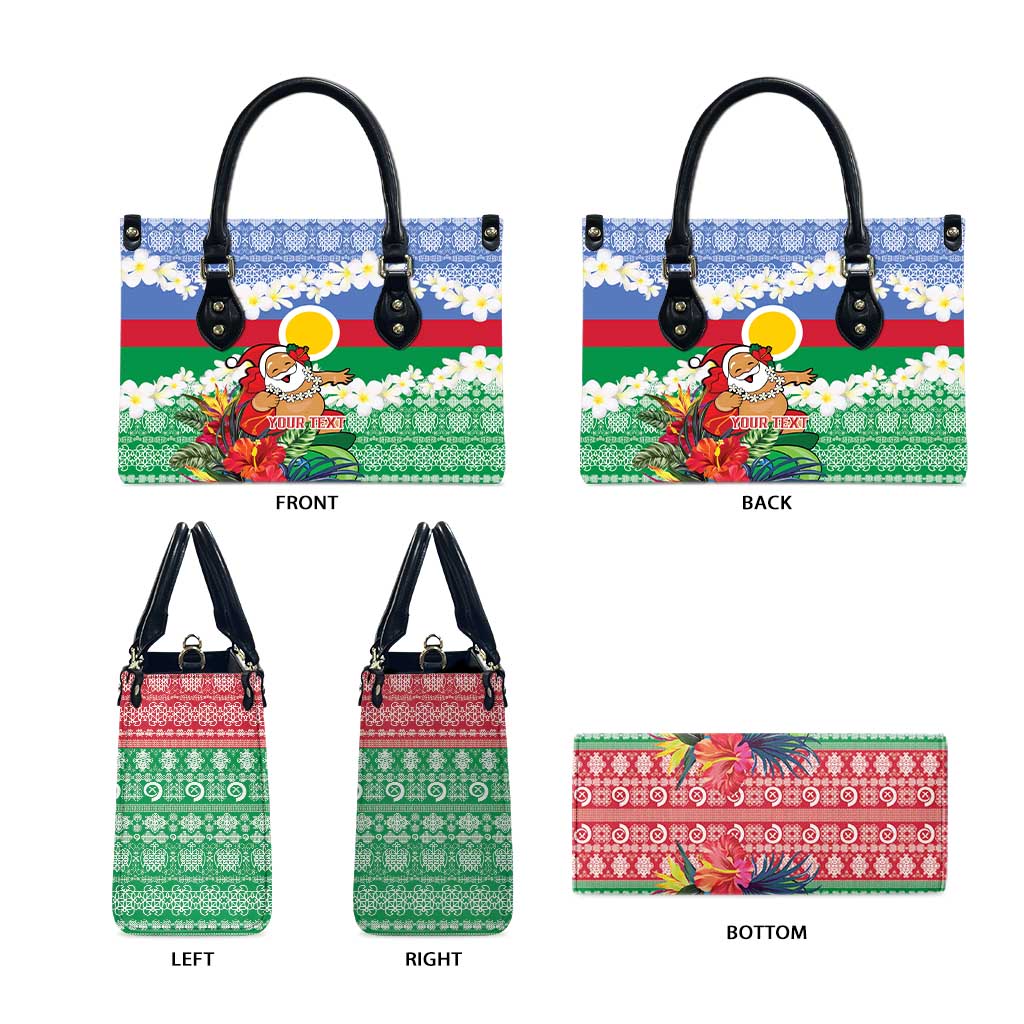 Personalised Shefa Joyeux Noel Leather Bag Proud To Be a Ni-Van Sand Drawing Art - Polynesian Pride