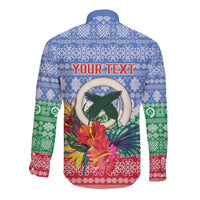 Personalised Shefa Joyeux Noel Long Sleeve Button Shirt Proud To Be a Ni-Van Sand Drawing Art - Polynesian Pride