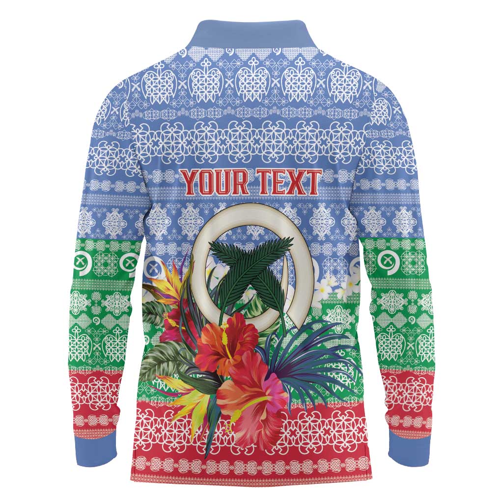 Personalised Shefa Joyeux Noel Long Sleeve Polo Shirt Proud To Be a Ni-Van Sand Drawing Art - Polynesian Pride