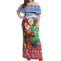 Personalised Shefa Joyeux Noel Off Shoulder Maxi Dress Proud To Be a Ni-Van Sand Drawing Art - Polynesian Pride