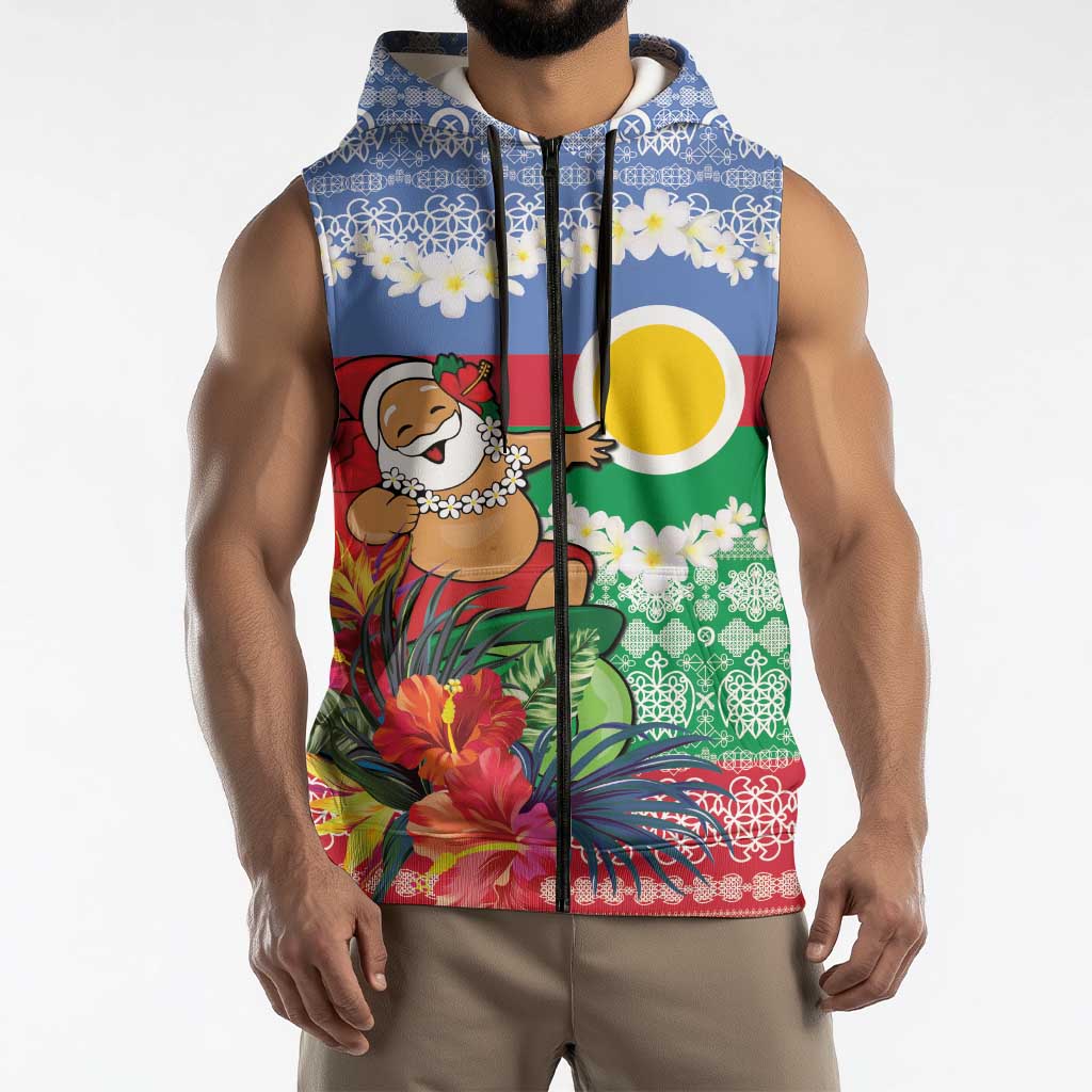 Personalised Shefa Joyeux Noel Sleeveless Zip Hoodie Proud To Be a Ni-Van Sand Drawing Art - Polynesian Pride