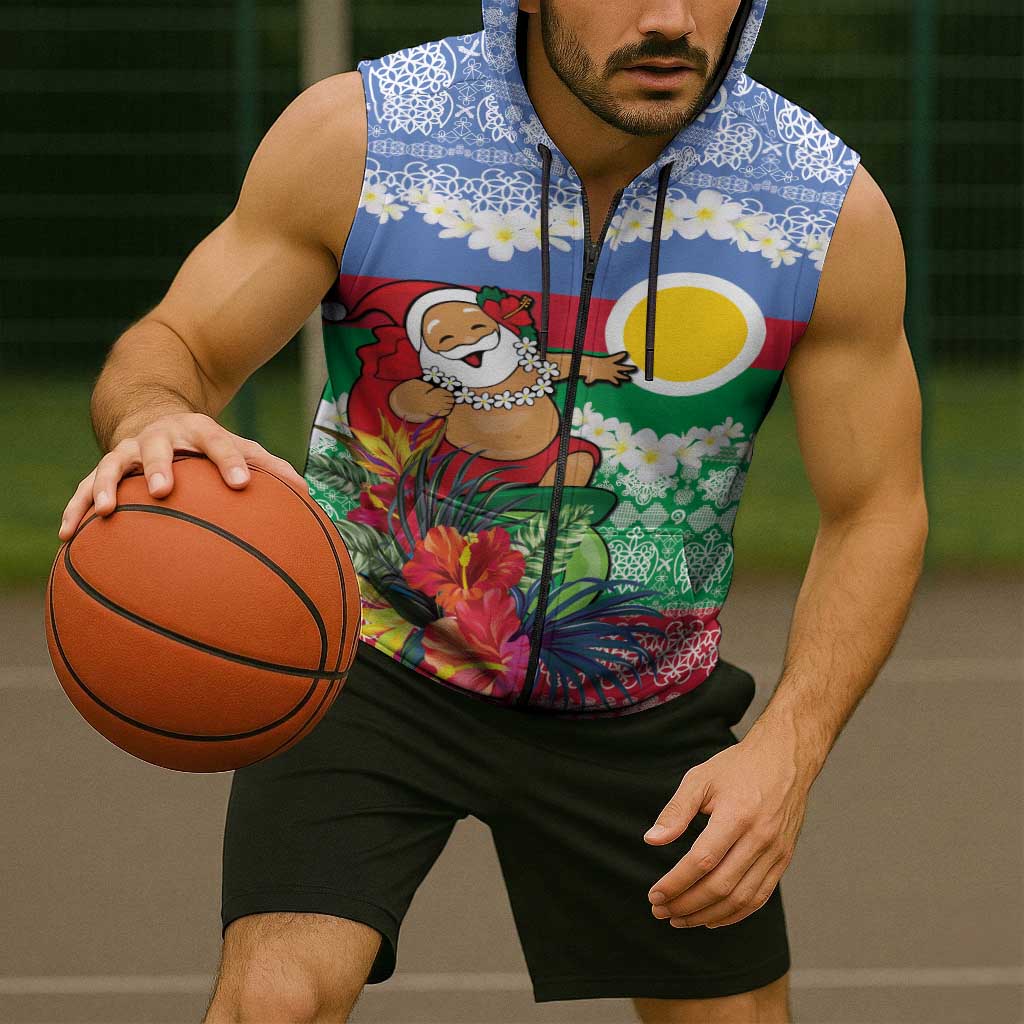 Personalised Shefa Joyeux Noel Sleeveless Zip Hoodie Proud To Be a Ni-Van Sand Drawing Art - Polynesian Pride