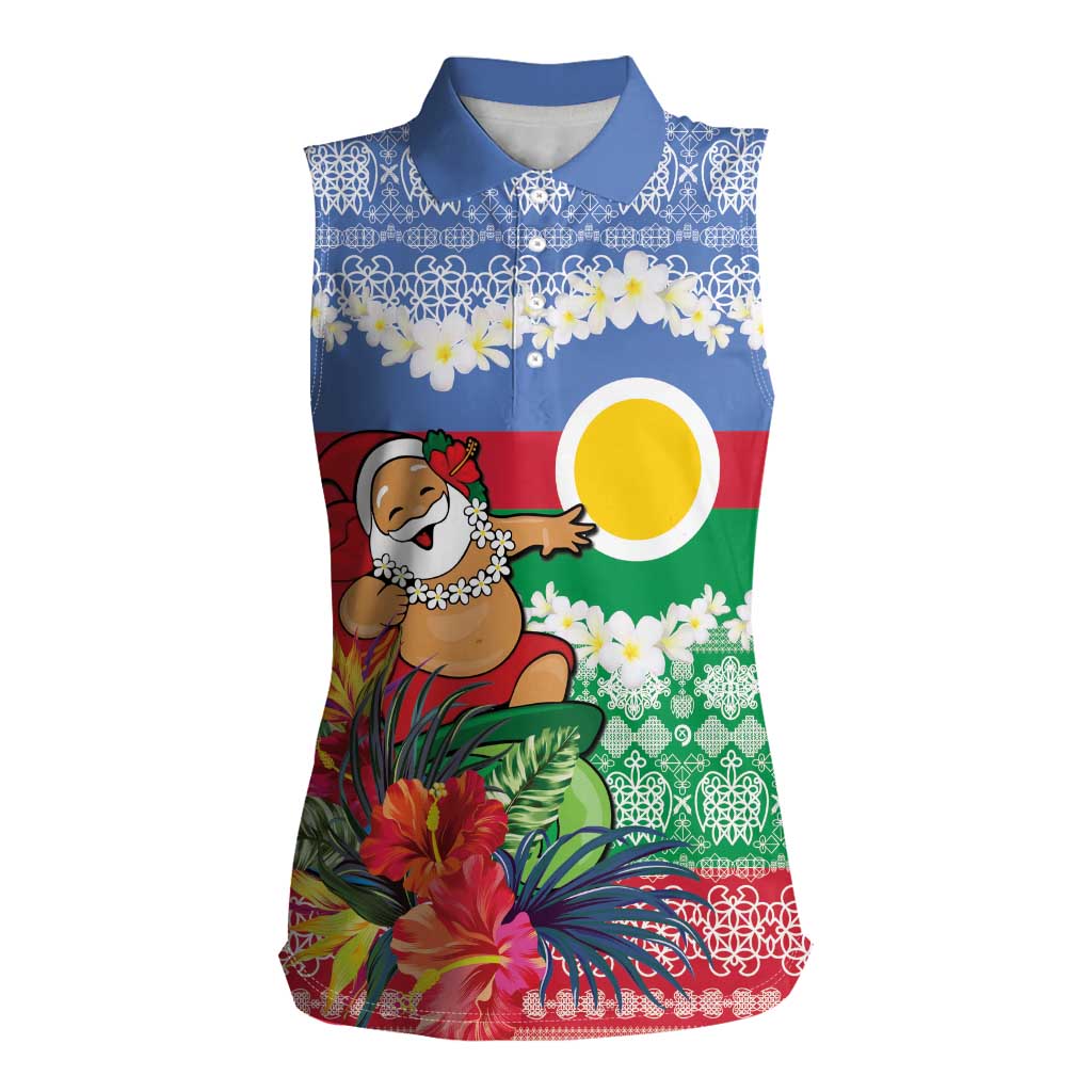 Personalised Shefa Joyeux Noel Women Sleeveless Polo Shirt Proud To Be a Ni-Van Sand Drawing Art - Polynesian Pride