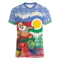 Personalised Shefa Joyeux Noel Women V-Neck T-Shirt Proud To Be a Ni-Van Sand Drawing Art - Polynesian Pride