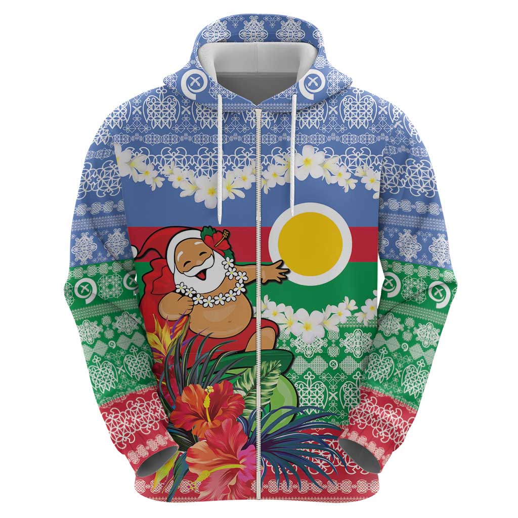 Personalised Shefa Joyeux Noel Zip Hoodie Proud To Be a Ni-Van Sand Drawing Art - Polynesian Pride