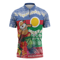 Personalised Shefa Joyeux Noel Zipper Polo Shirt Proud To Be a Ni-Van Sand Drawing Art - Polynesian Pride