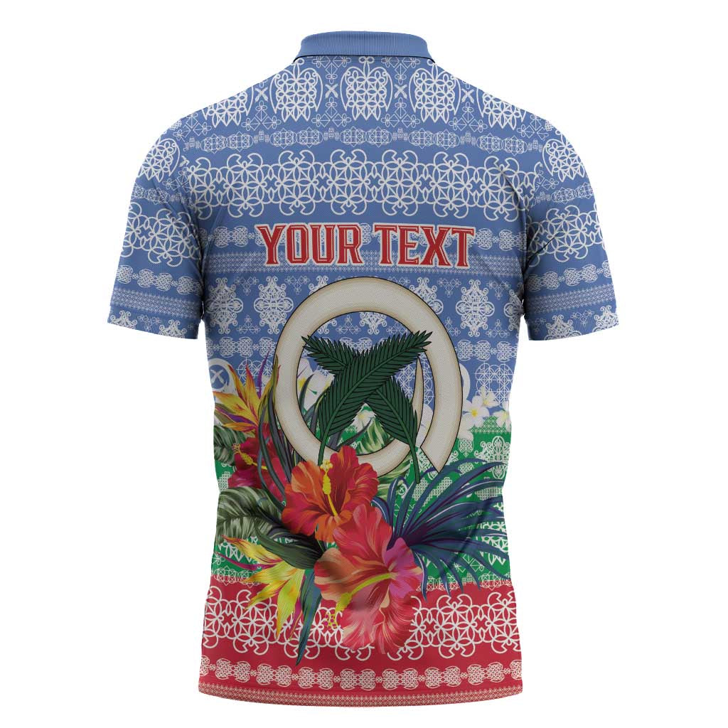 Personalised Shefa Joyeux Noel Zipper Polo Shirt Proud To Be a Ni-Van Sand Drawing Art - Polynesian Pride