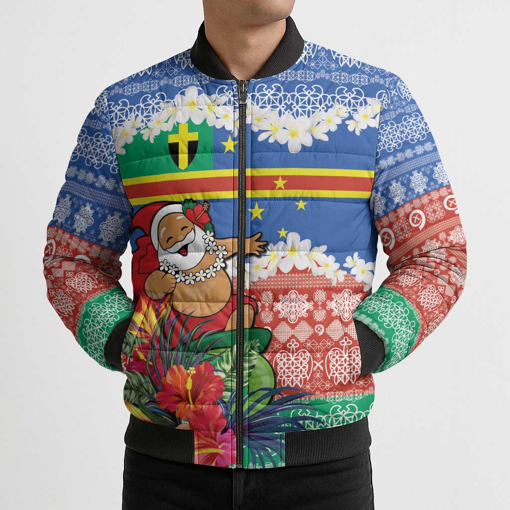 Personalised Tafea Joyeux Noel Bomber Puffer Jacket Proud To Be a Ni-Van Sand Drawing Art - Polynesian Pride