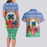 Personalised Tafea Joyeux Noel Couples Matching Long Sleeve Bodycon Dress and Hawaiian Shirt Proud To Be a Ni-Van Sand Drawing Art - Polynesian Pride