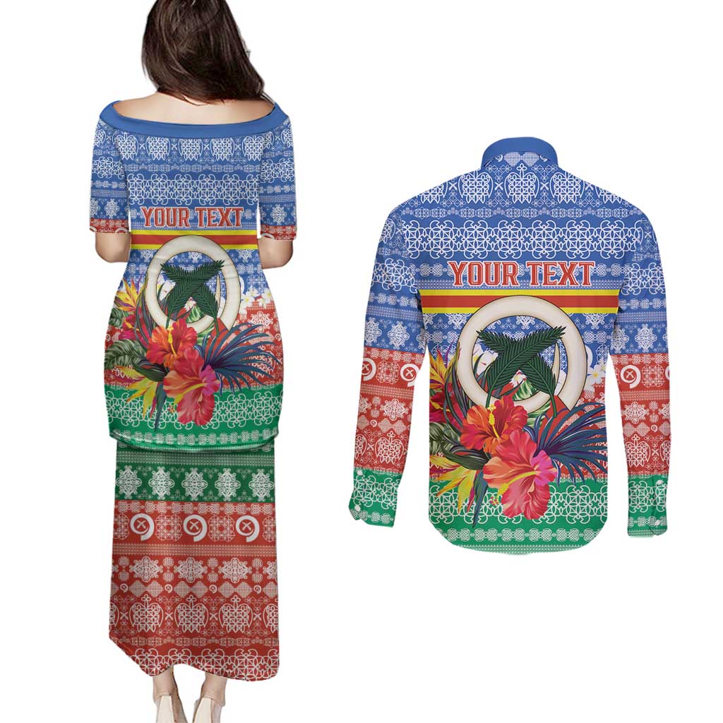 Personalised Tafea Joyeux Noel Couples Matching Puletasi and Long Sleeve Button Shirt Proud To Be a Ni-Van Sand Drawing Art - Polynesian Pride