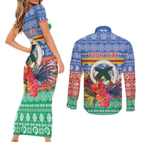 Personalised Tafea Joyeux Noel Couples Matching Short Sleeve Bodycon Dress and Long Sleeve Button Shirt Proud To Be a Ni-Van Sand Drawing Art - Polynesian Pride