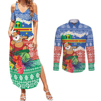 Personalised Tafea Joyeux Noel Couples Matching Summer Maxi Dress and Long Sleeve Button Shirt Proud To Be a Ni-Van Sand Drawing Art - Polynesian Pride