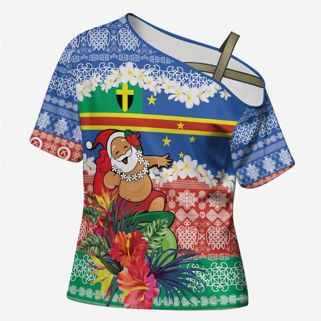 Personalised Tafea Joyeux Noel Cross Shoulder Shirt Proud To Be a Ni-Van Sand Drawing Art - Polynesian Pride