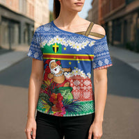 Personalised Tafea Joyeux Noel Cross Shoulder Shirt Proud To Be a Ni-Van Sand Drawing Art - Polynesian Pride