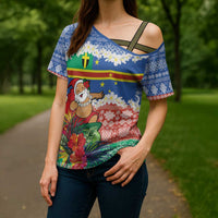 Personalised Tafea Joyeux Noel Cross Shoulder Shirt Proud To Be a Ni-Van Sand Drawing Art - Polynesian Pride