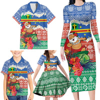 Personalised Tafea Joyeux Noel Family Matching Long Sleeve Bodycon Dress and Hawaiian Shirt Proud To Be a Ni-Van Sand Drawing Art - Polynesian Pride