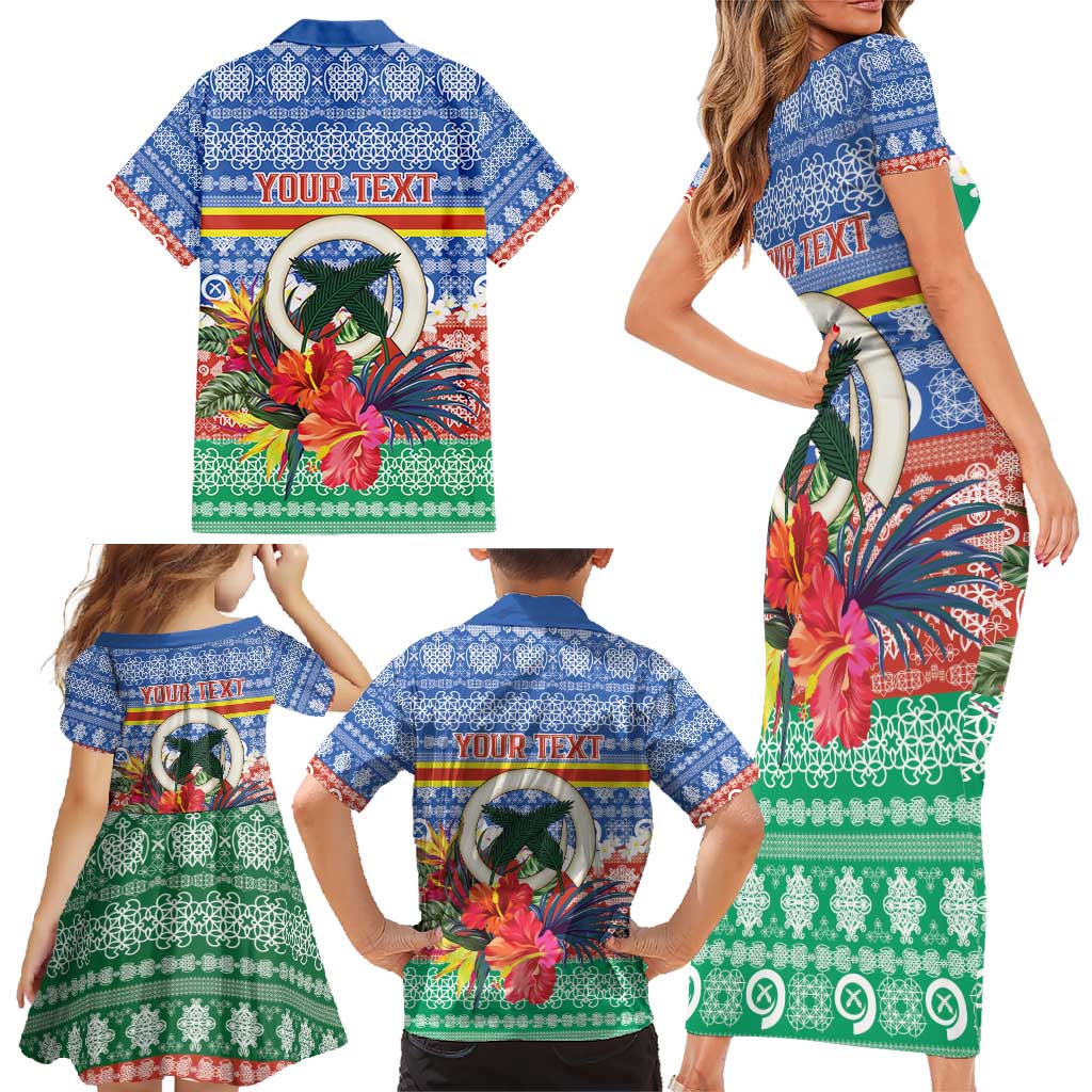 Personalised Tafea Joyeux Noel Family Matching Short Sleeve Bodycon Dress and Hawaiian Shirt Proud To Be a Ni-Van Sand Drawing Art - Polynesian Pride