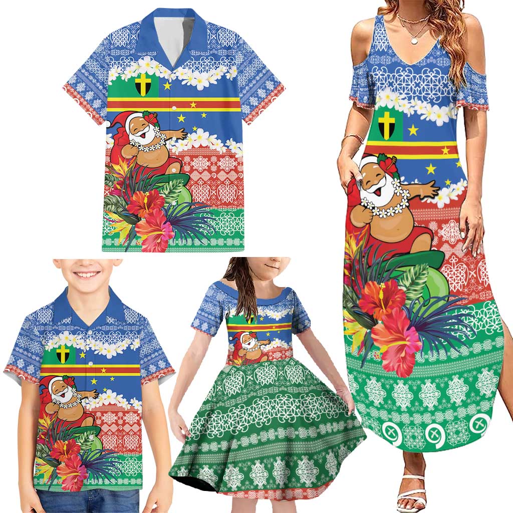 Personalised Tafea Joyeux Noel Family Matching Summer Maxi Dress and Hawaiian Shirt Proud To Be a Ni-Van Sand Drawing Art - Polynesian Pride
