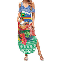 Personalised Tafea Joyeux Noel Family Matching Summer Maxi Dress and Hawaiian Shirt Proud To Be a Ni-Van Sand Drawing Art - Polynesian Pride