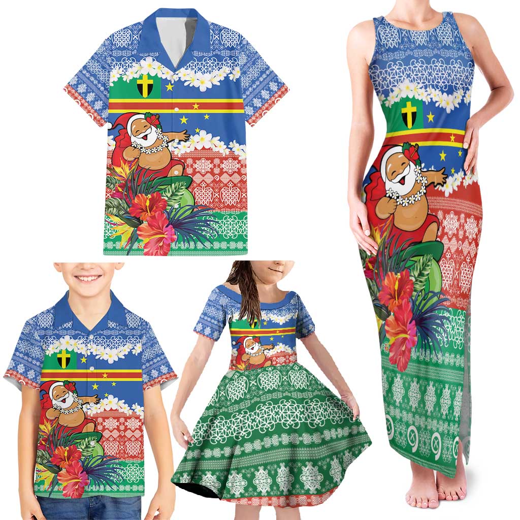 Personalised Tafea Joyeux Noel Family Matching Tank Maxi Dress and Hawaiian Shirt Proud To Be a Ni-Van Sand Drawing Art - Polynesian Pride