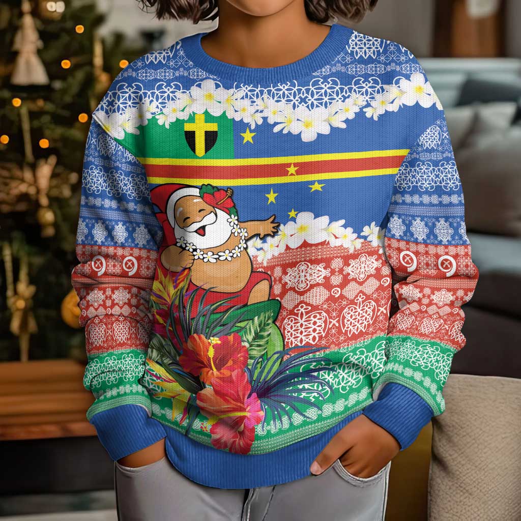 Personalised Tafea Joyeux Noel Kid Ugly Christmas Sweater Proud To Be a Ni-Van Sand Drawing Art - Polynesian Pride