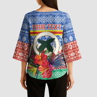 Personalised Tafea Joyeux Noel Kimono Sleeve Blouse Proud To Be a Ni-Van Sand Drawing Art - Polynesian Pride