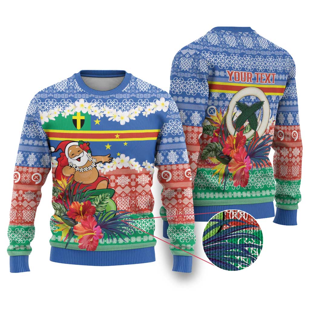 Personalised Tafea Joyeux Noel Ugly Christmas Sweater Proud To Be a Ni-Van Sand Drawing Art - Polynesian Pride