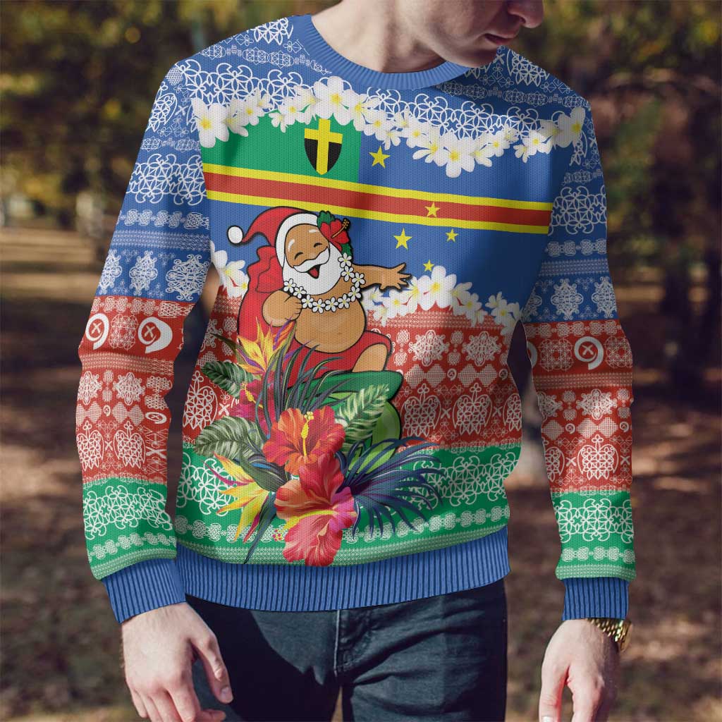 Personalised Tafea Joyeux Noel Ugly Christmas Sweater Proud To Be a Ni-Van Sand Drawing Art - Polynesian Pride