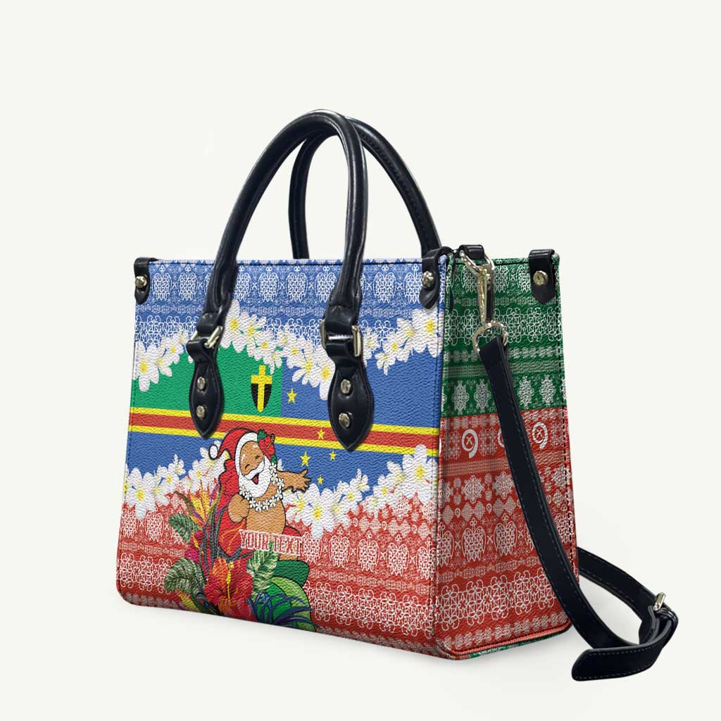 Personalised Tafea Joyeux Noel Leather Bag Proud To Be a Ni-Van Sand Drawing Art - Polynesian Pride