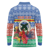 Personalised Tafea Joyeux Noel Long Sleeve Polo Shirt Proud To Be a Ni-Van Sand Drawing Art - Polynesian Pride