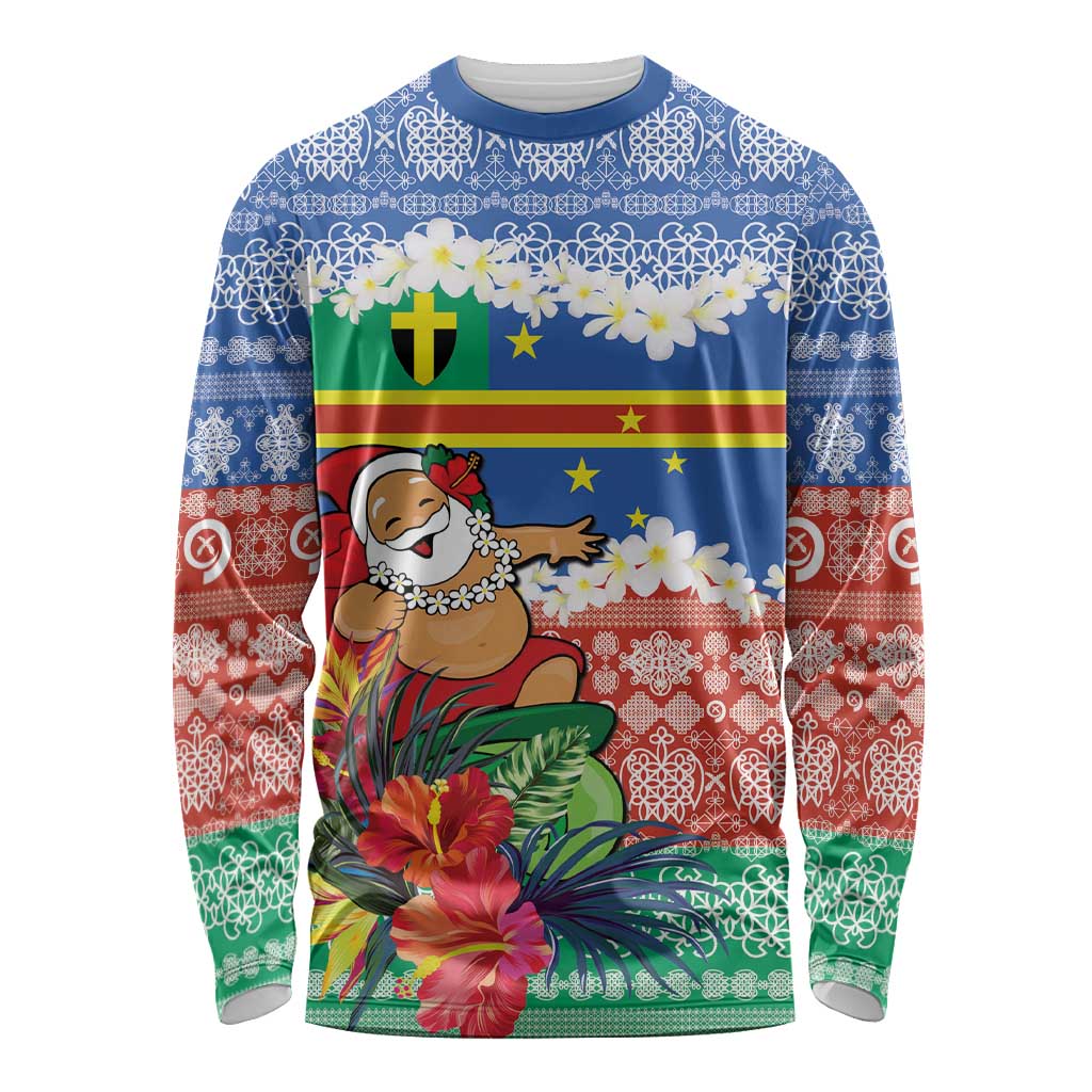 Personalised Tafea Joyeux Noel Long Sleeve Shirt Proud To Be a Ni-Van Sand Drawing Art - Polynesian Pride