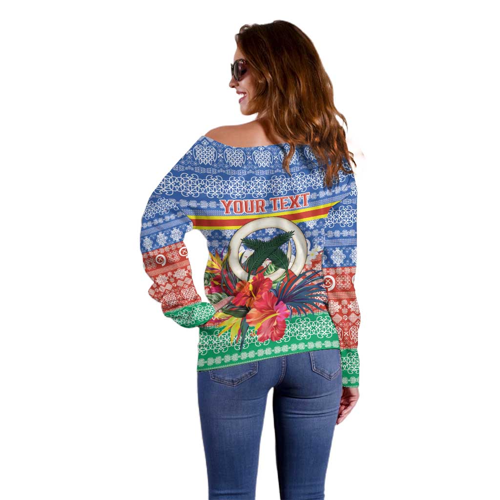 Personalised Tafea Joyeux Noel Off Shoulder Sweater Proud To Be a Ni-Van Sand Drawing Art - Polynesian Pride