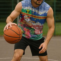 Personalised Tafea Joyeux Noel Sleeveless Hoodie Proud To Be a Ni-Van Sand Drawing Art - Polynesian Pride