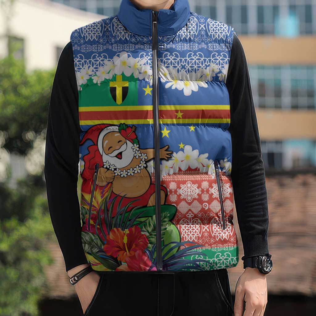 Personalised Tafea Joyeux Noel Sleeveless Puffer Jacket Proud To Be a Ni-Van Sand Drawing Art - Polynesian Pride