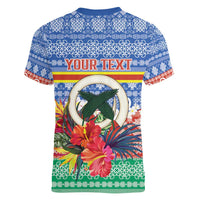 Personalised Tafea Joyeux Noel Women V-Neck T-Shirt Proud To Be a Ni-Van Sand Drawing Art - Polynesian Pride