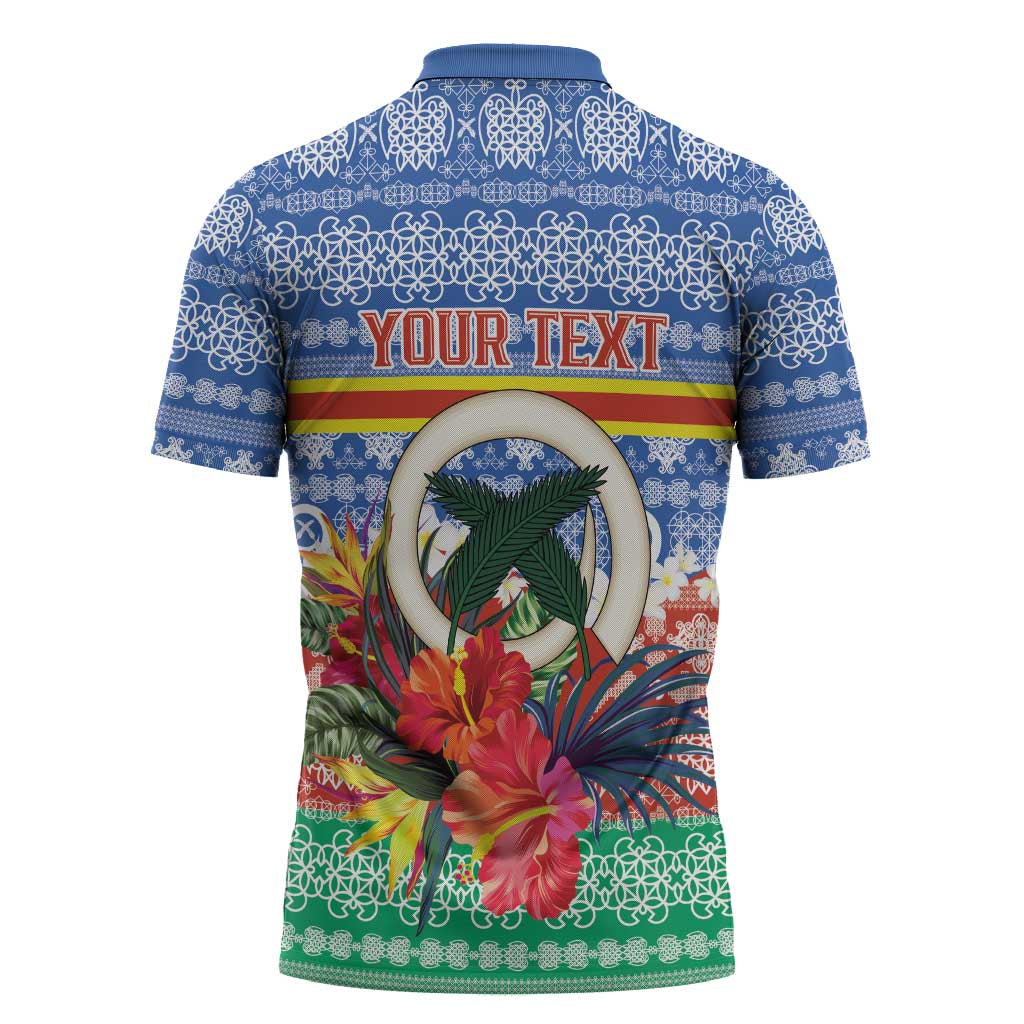 Personalised Tafea Joyeux Noel Zipper Polo Shirt Proud To Be a Ni-Van Sand Drawing Art LT9 - Polynesian Pride