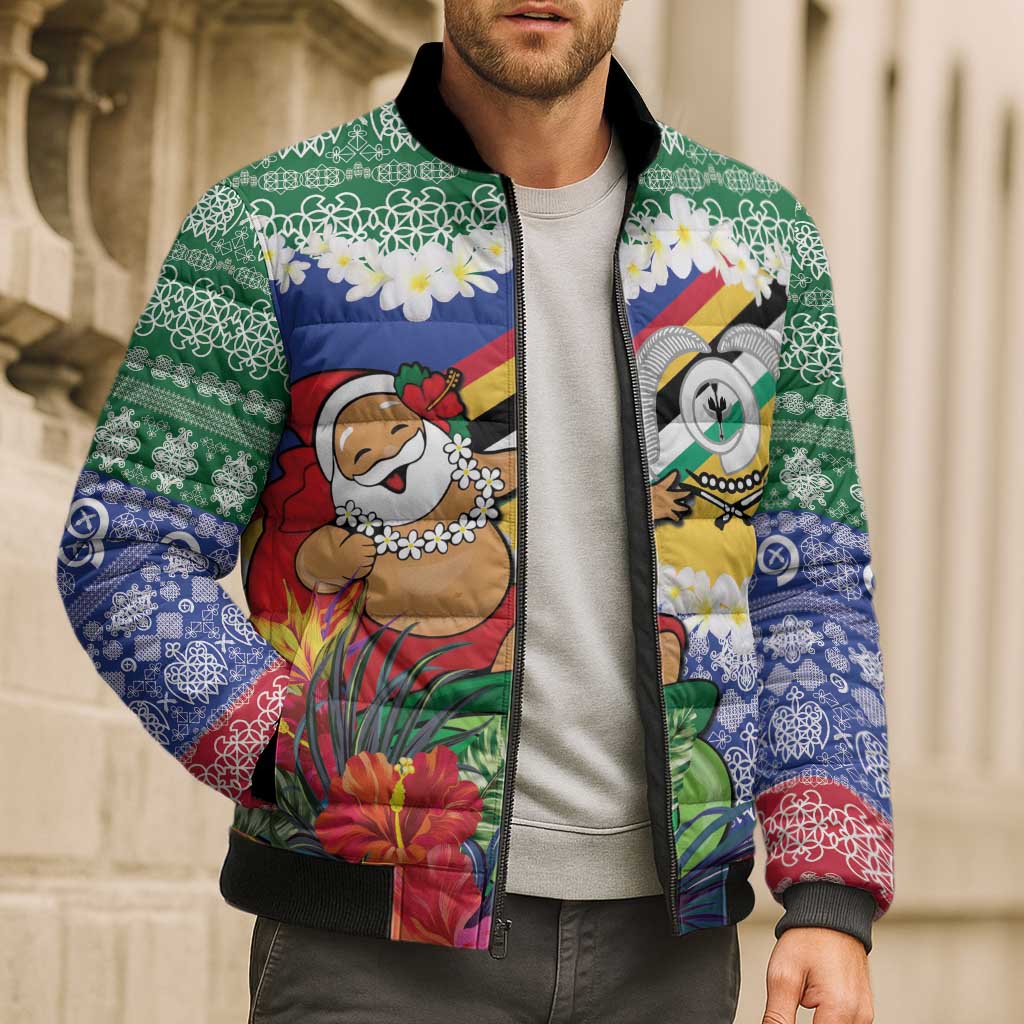 Personalised Torba Joyeux Noel Bomber Puffer Jacket Proud To Be a Ni-Van Sand Drawing Art - Polynesian Pride