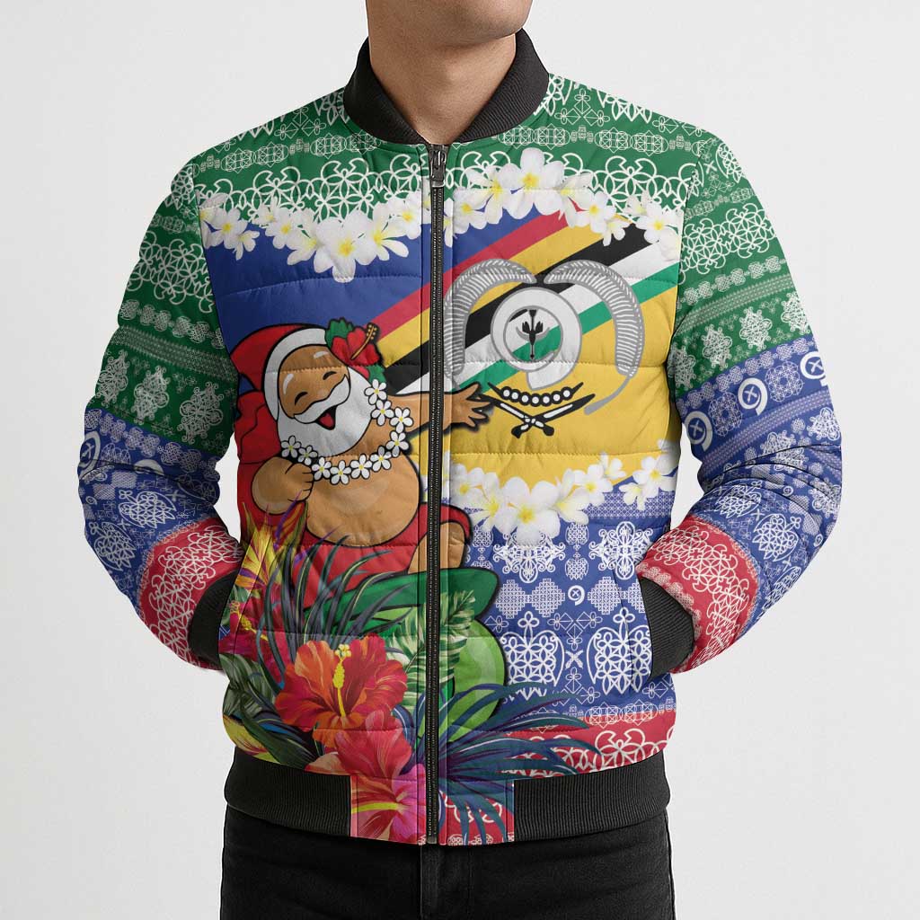 Personalised Torba Joyeux Noel Bomber Puffer Jacket Proud To Be a Ni-Van Sand Drawing Art - Polynesian Pride